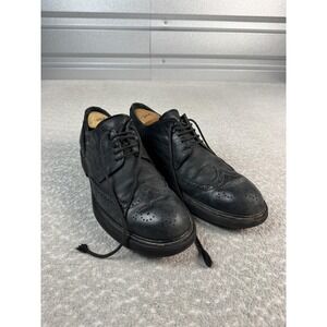 Tod's Shoes Mens Size 11 Black Leather Wingtip Brogue Dress Made In Italy